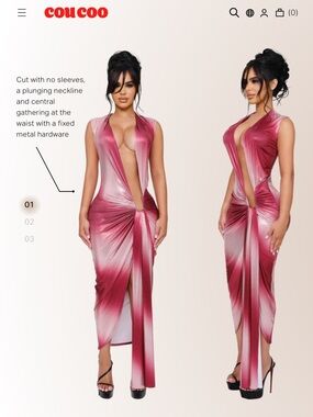 Coucoo LYCHEE DEEP PLUNGE SLEEVELESS DRESS